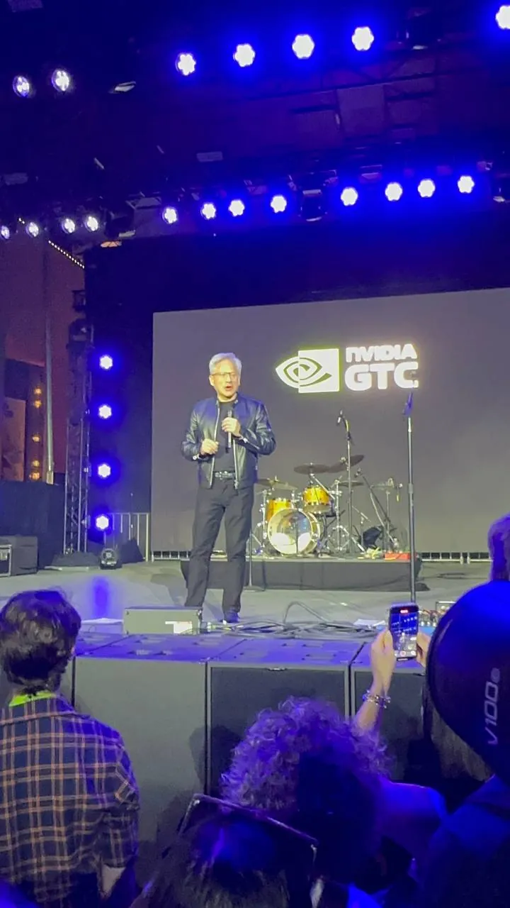 Jensen Huang on stage at NVIDIA GTC 2026